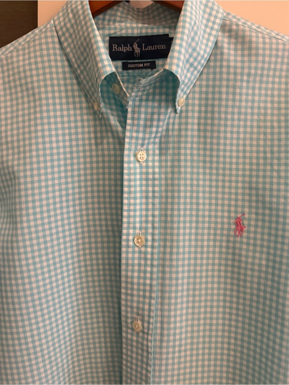 Ralph Lauren Men’s turquoise Gingham Button-Down Shirt